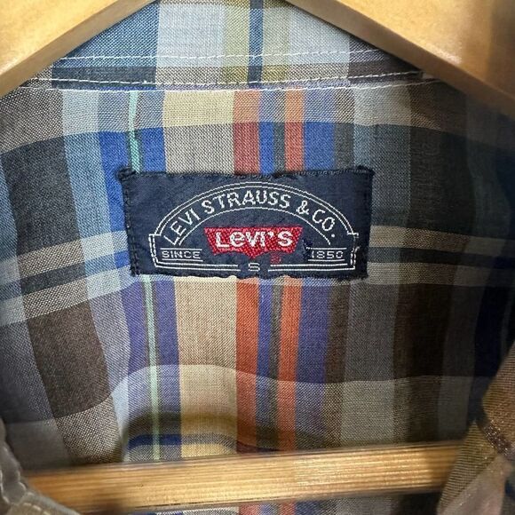 Levi’s Big E VTG Plaid Pearl Snap Shirt Women’s S Read - Picture 5 of 8